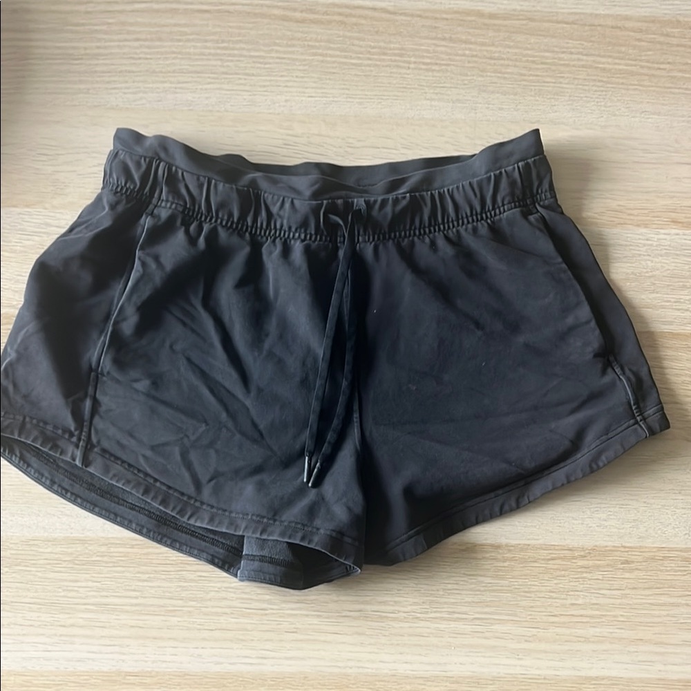 Black Lulu Lemon Jersey Mid Rise Shorts